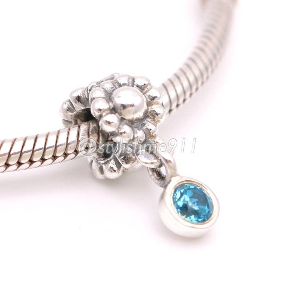 Authentic PANDORA Retired Blue Dew Drop Dangle Charm